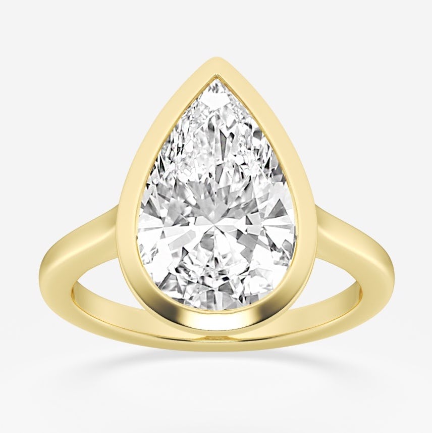 Pear Lab Grown Diamond Bezel Solitaire Engagement Ring