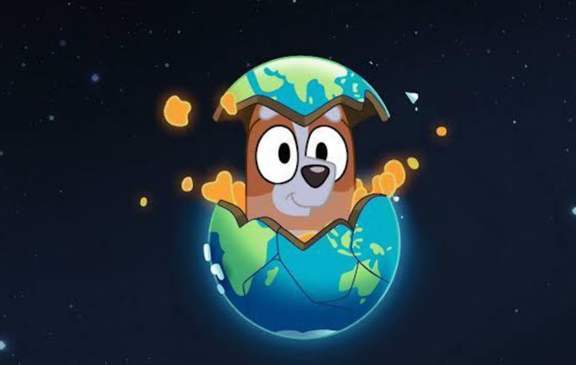 Bingo pops out of the planet in Sleepytime, a bingo episode of Bluey