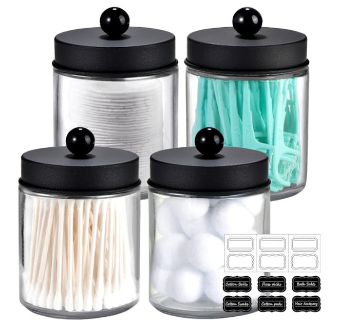 Amolliar Apothecary Jars Bathroom Vanity Storage (4-Pack)
