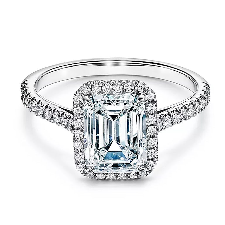 Soleste® Emerald-Cut Halo Engagement Ring
