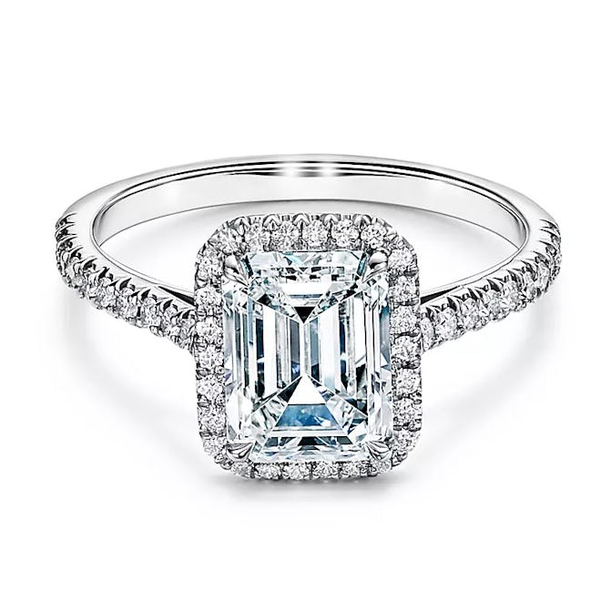 Soleste® Emerald-Cut Halo Engagement Ring