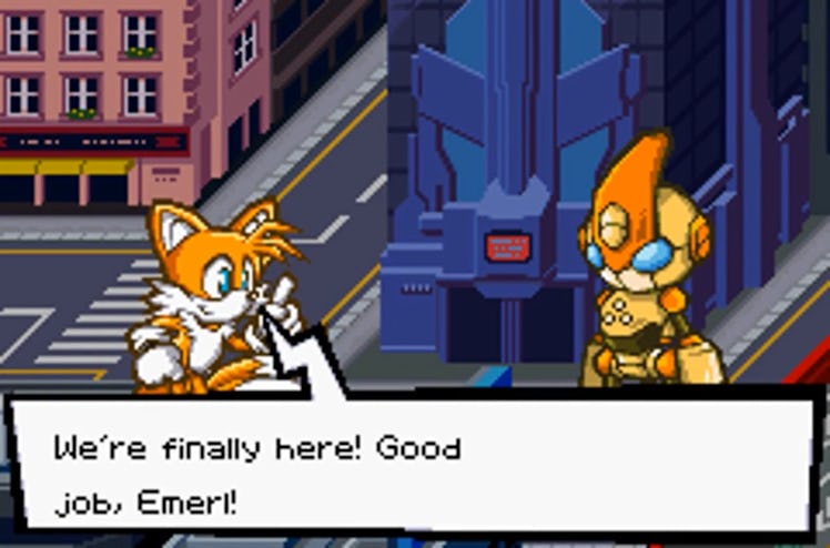 Tails says, "We're finally here! Good job!"