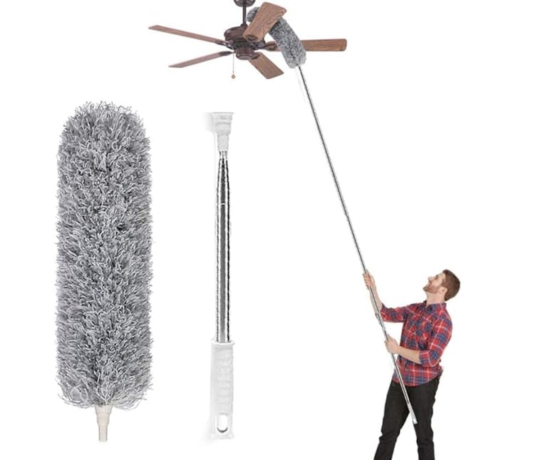 LOMID Microfiber Duster with Extension Pole