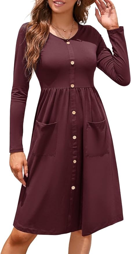 OUGES Button Down Dress