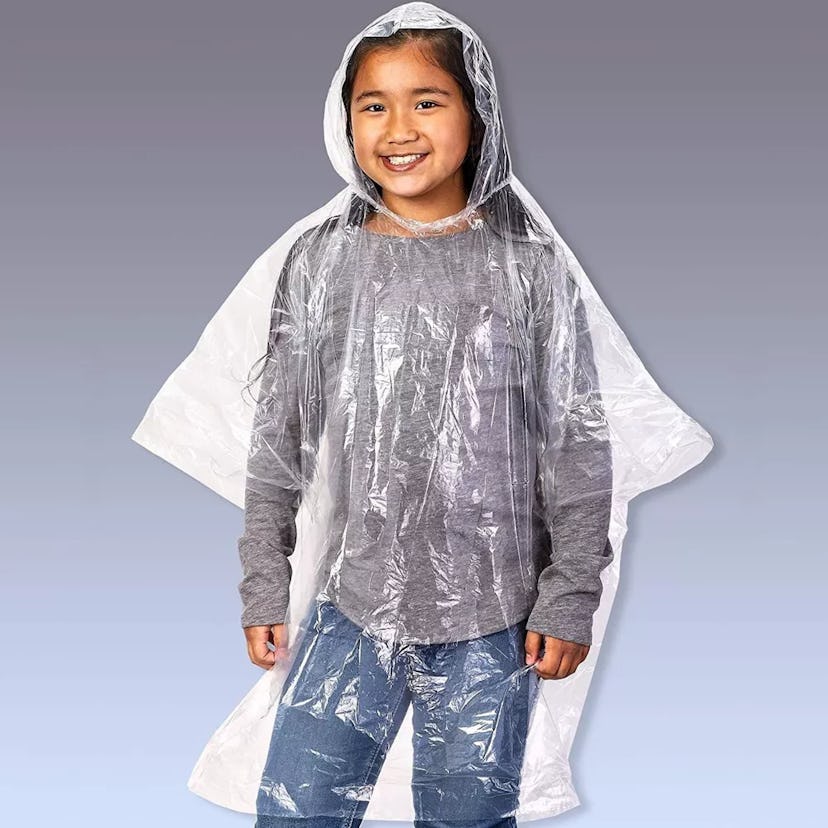 Disposable Rain Ponchos for Kids, 10 Count