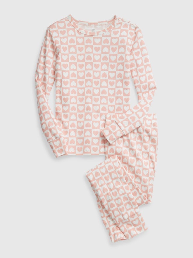 cute v-day pajamas for kids: Gap Kids Organic Cotton Print PJ Set with hearts