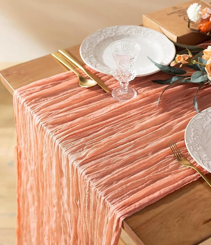10-Ft. Peach Fuzz Cheesecloth Table Runner