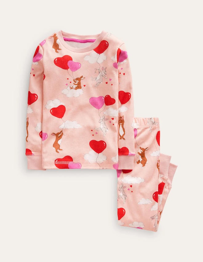 cute valentines' day pajamas for babies and kids: Snug Long John Pyjamas in Ballet Pink Bunnies from...