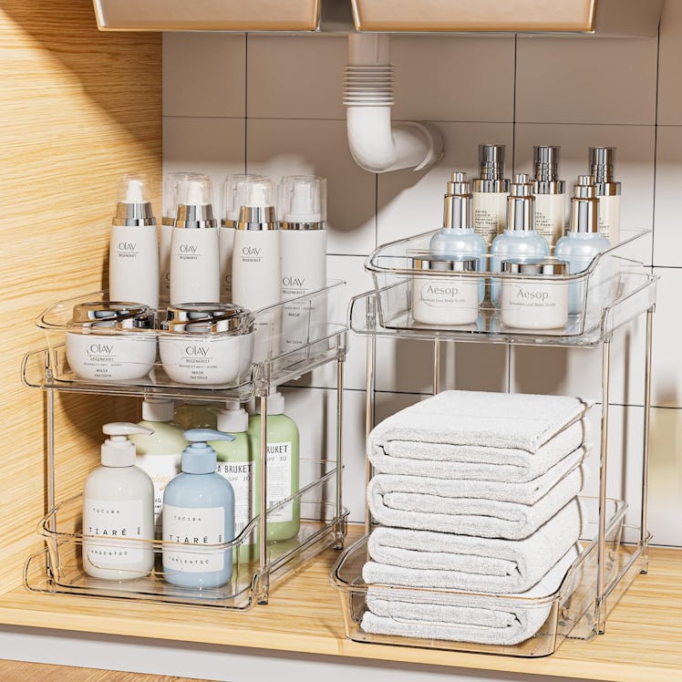 Delamu 2-Tier Clear Under Sink Organizers (2 Pieces)