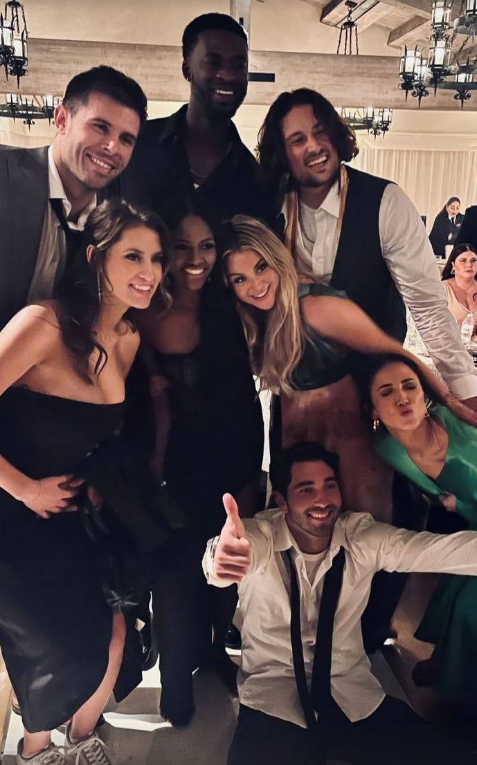 Bachelor Nation members at the &lsquo;Golden Wedding.&rsquo; Screenshot via Instagram