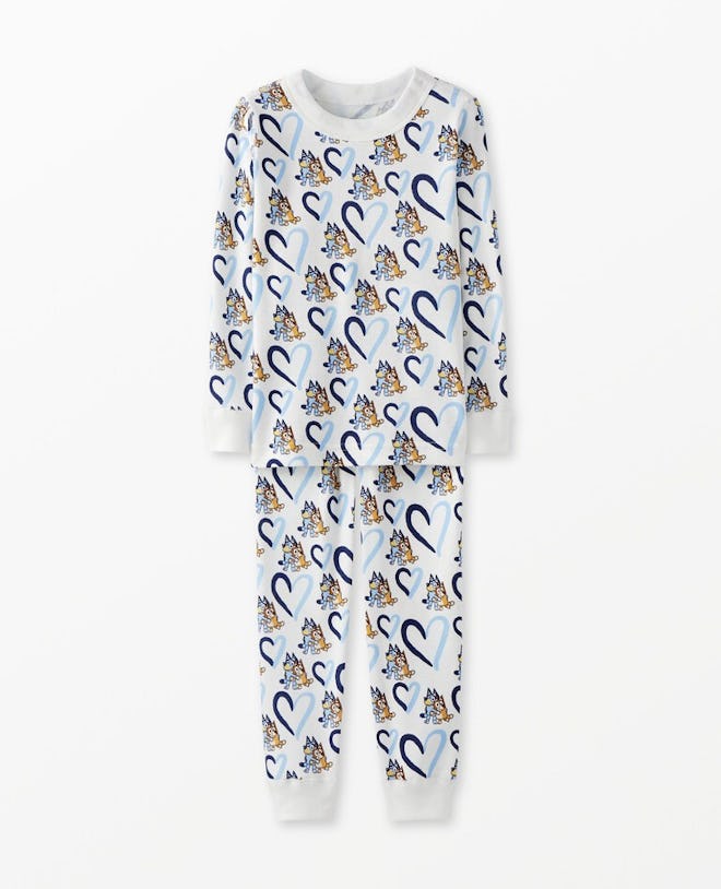 cute valentine's day pjs for babies and kids: hanna andersson Bluey Long John Pajama Set