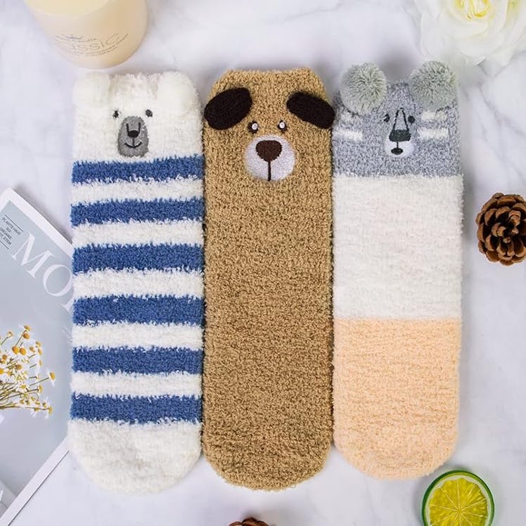 Loritta Fuzzy Animal Socks (3 Pairs)