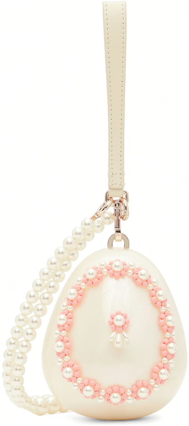 Simone Rocha Off-White Micro Embellished Egg Bag
