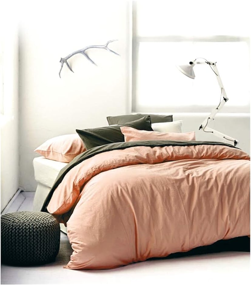 Peach Fuzz Cotton Chambray Duvet Cover