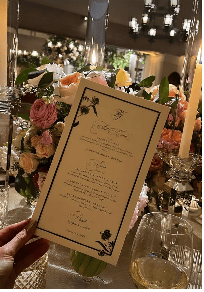 The &lsquo;Golden Wedding&rsquo; menu. Screenshot via Instagram