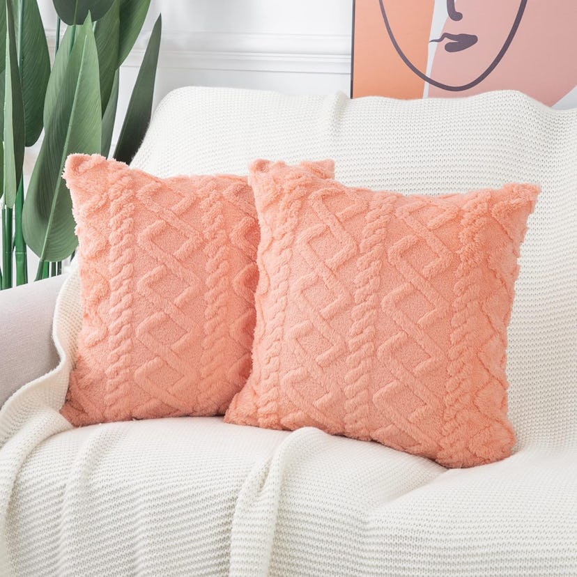  Set of 2 Peach Fuzz Pillow Covers