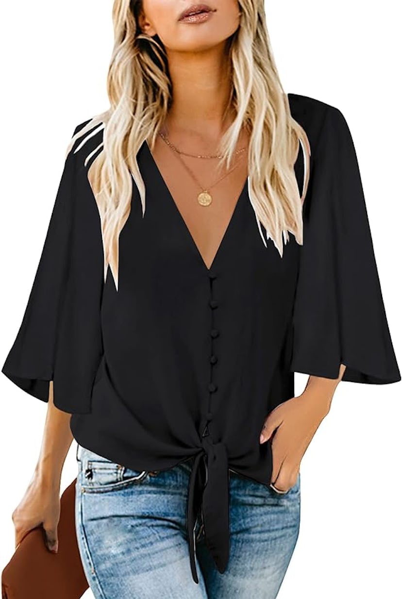 Luvamia Tie Knot Button Down Blouse