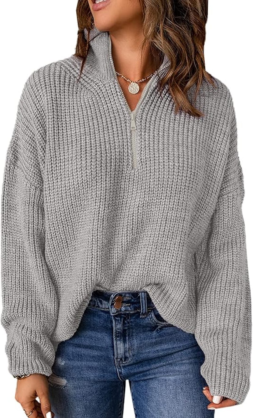 EVALESS Quarter Zip Pullover Sweater