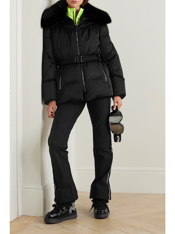 Vela Faux Fur-Trimmed Belted Quilted Down Ski Jacket