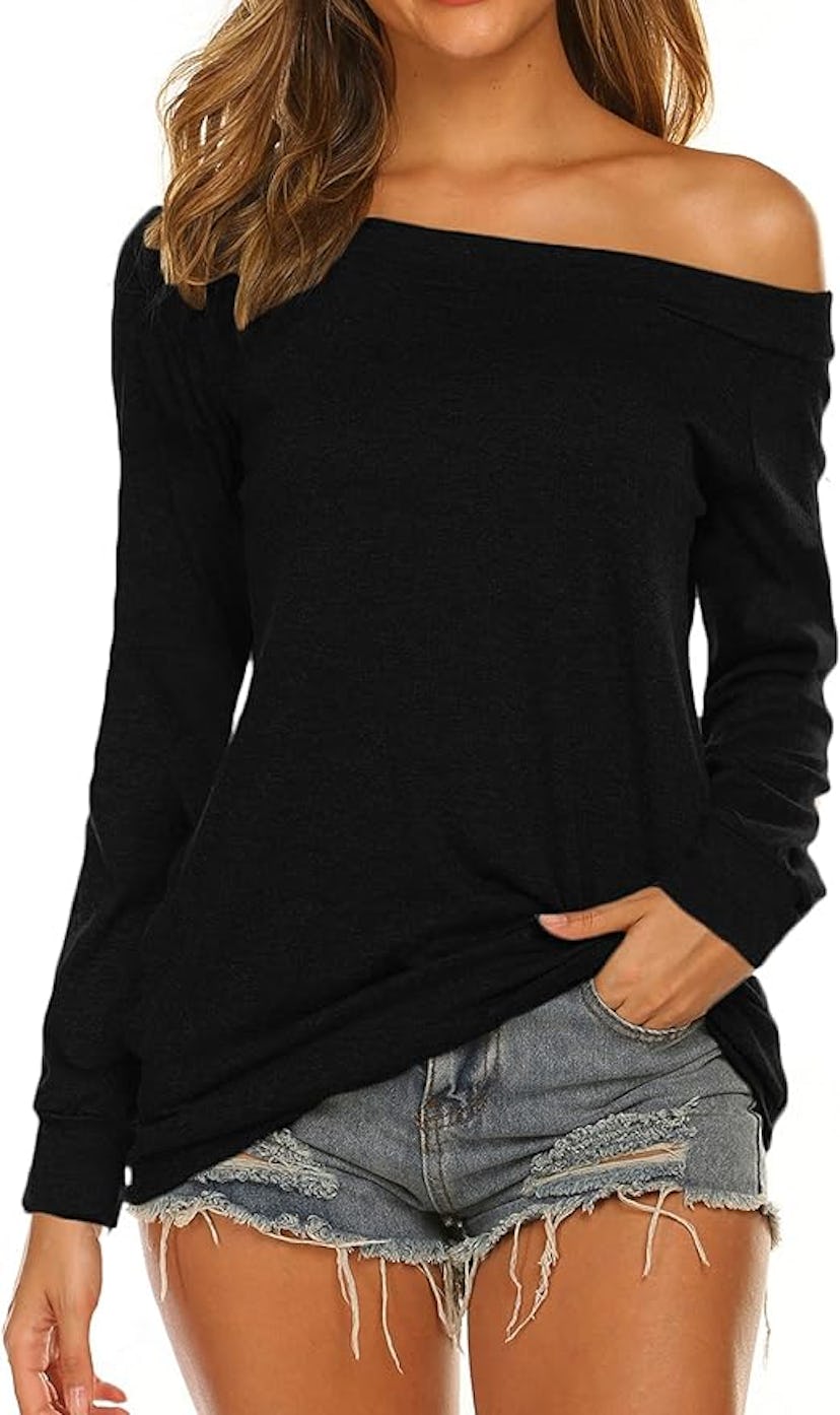 Halife Long Sleeve Boat Neck Blouse