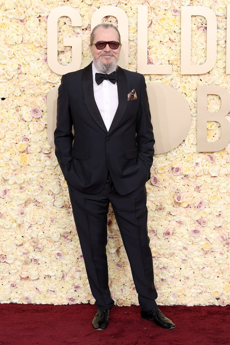 Gary Oldman attends the 81st Annual Golden Globe Awards at The Beverly Hilton on January 07, 2024 in...