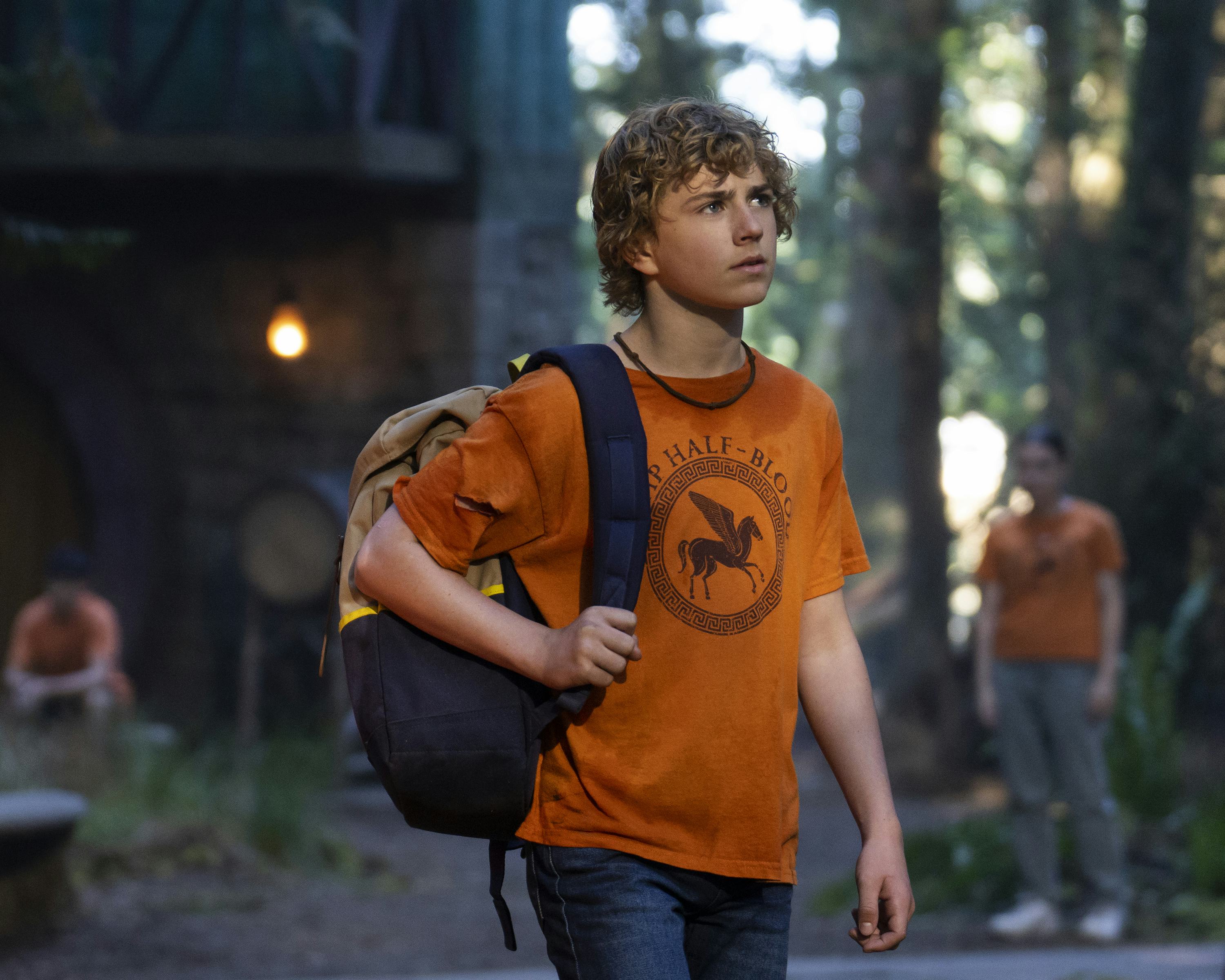 Percy Jackson (Walker Scobell) arrives at Camp Half-Blood in Disney+&rsquo;s &lsquo;Percy Jackson and the Olympi&hellip;