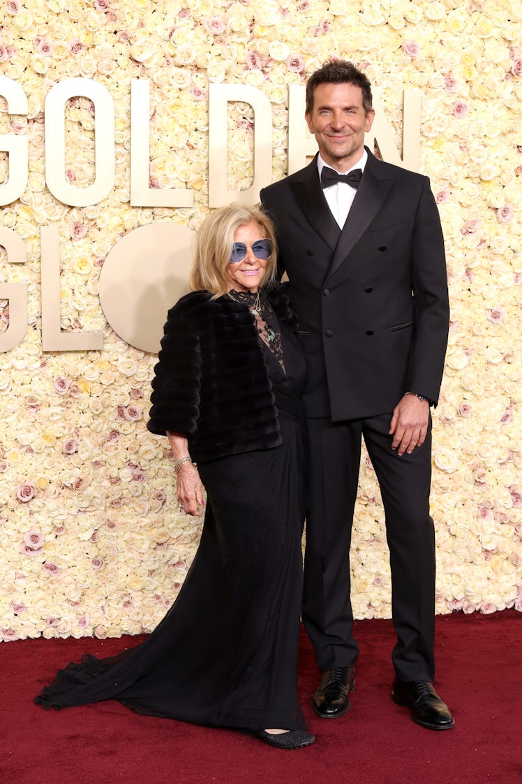Gloria Campano and Bradley Cooper attend the 81st Annual Golden Globe Awards at The Beverly Hilton o...