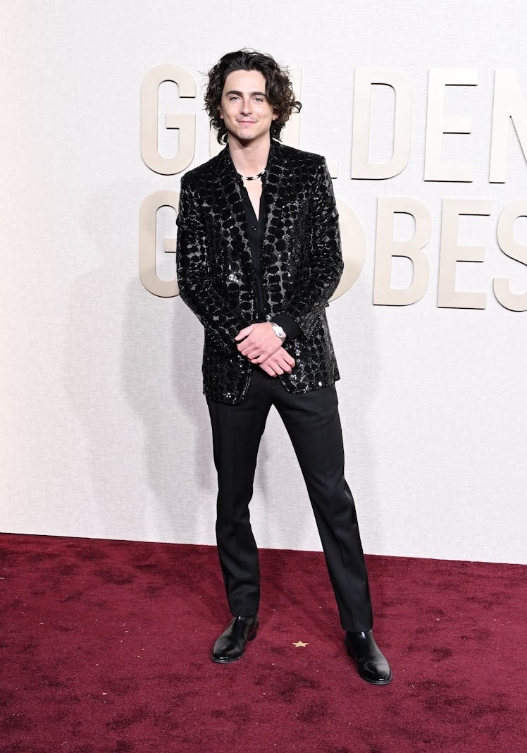 Timothée Chalamet at the 81st Golden Globe Awards held at the Beverly Hilton Hotel on January 7, 202...