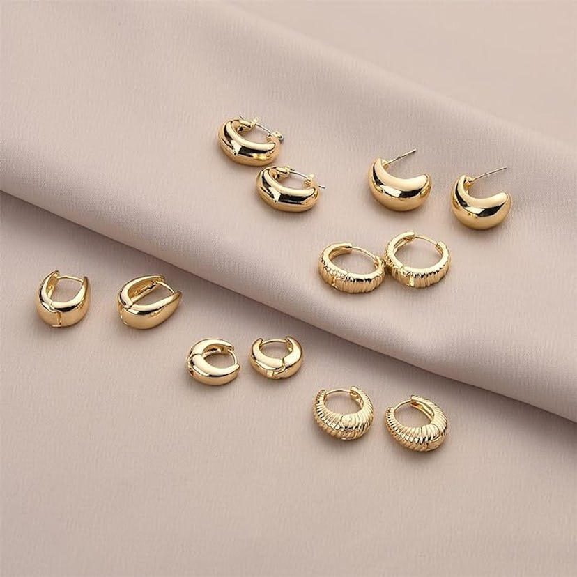 Wgoud Chunky Hoop Earrings (6 Pairs)