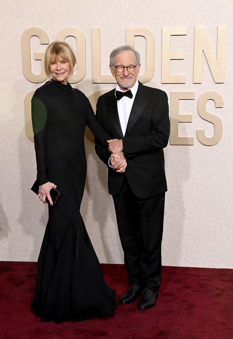 Kate Capshaw and Steven Spielberg attend the 81st Annual Golden Globe Awards at The Beverly Hilton o...