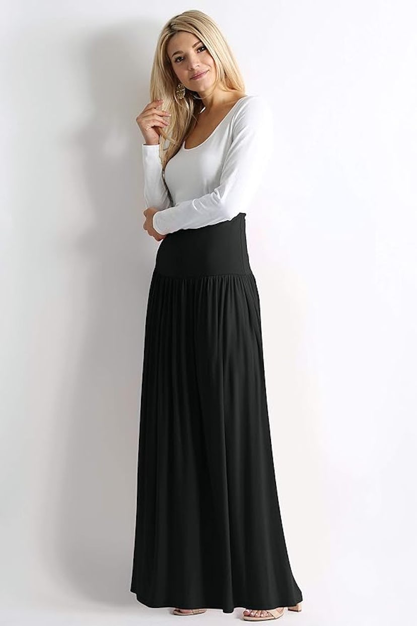 Simlu Pleated Drop-Waist Maxi Skirt