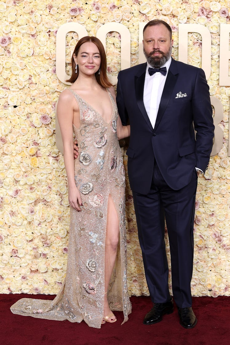  Emma Stone and Yorgos Lanthimos attend the 81st Annual Golden Globe Awards at The Beverly Hilton on...