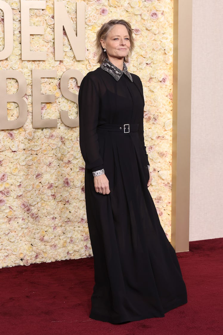 Jodie Foster attends the 81st Annual Golden Globe Awards at The Beverly Hilton on January 07, 2024 i...