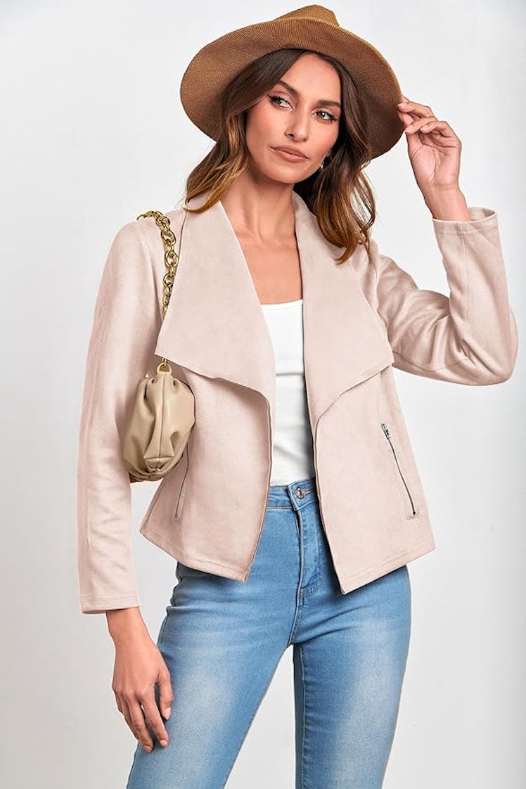PRETTYGARDEN Open-Front Cropped Jacket