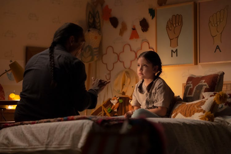 Zahn McClarnon as William Lopez and young Maya Lopez in Marvel Studios' HAWKEYE