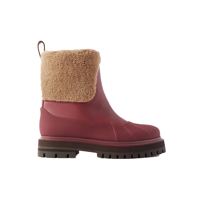 Regent Cashmere and Silk-Blend Fleece and Leather Ankle Boots