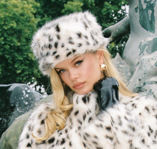 leopard print fur hat