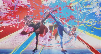 Spy X Family X Street Fighter 6 official art of Chun-Li and Yor Forger fighting