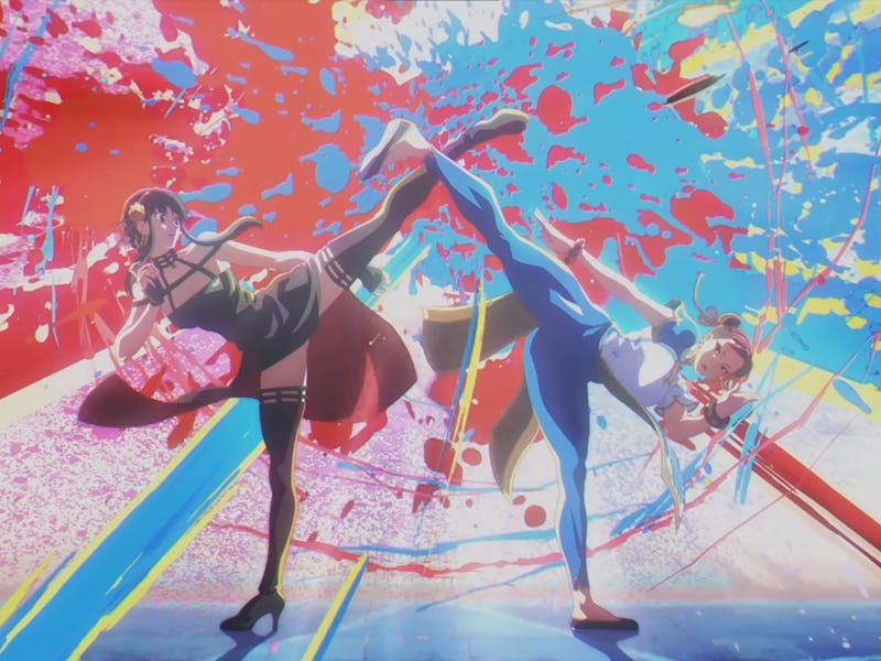 Spy X Family X Street Fighter 6 official art of Chun-Li and Yor Forger fighting
