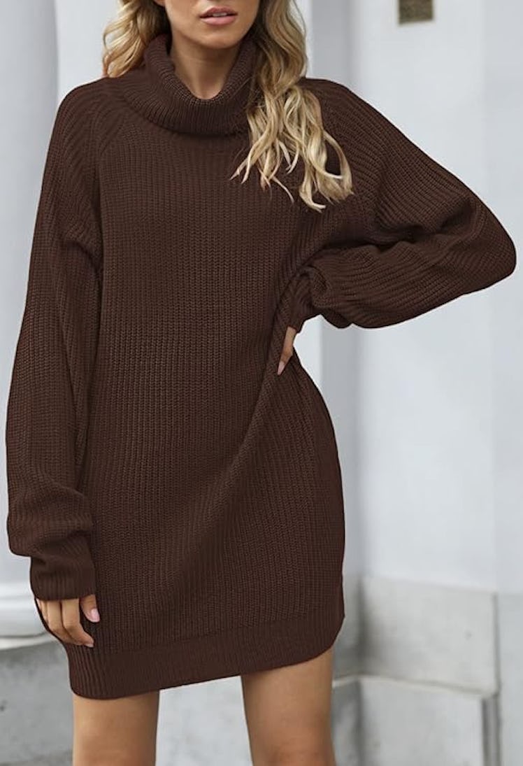 Pink Queen Turtleneck Pullover Sweater Dress