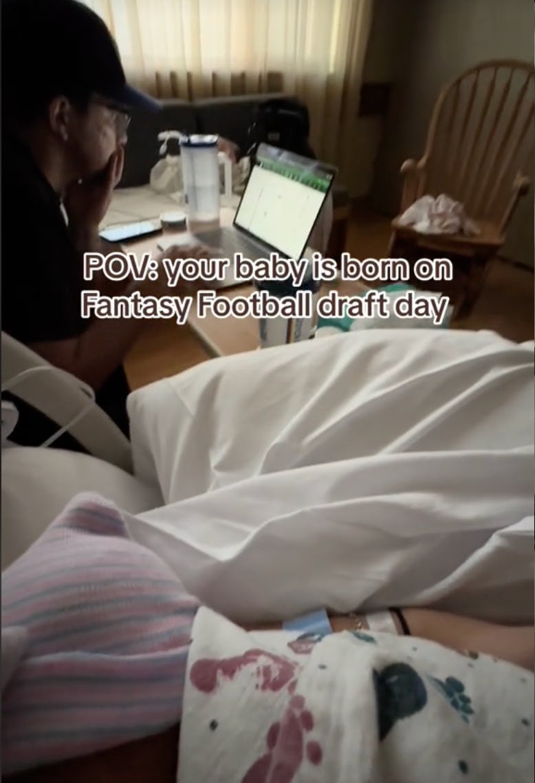 A New Dad Attended His Fantasy Football Draft From The Delivery Room