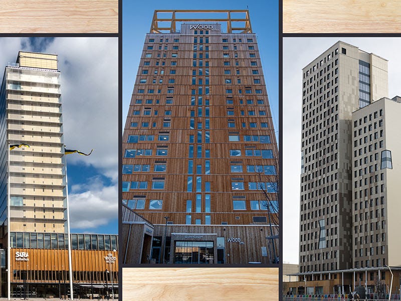 High-rise buildings made of mass timber are appearing in skylines around the world, including, from ...