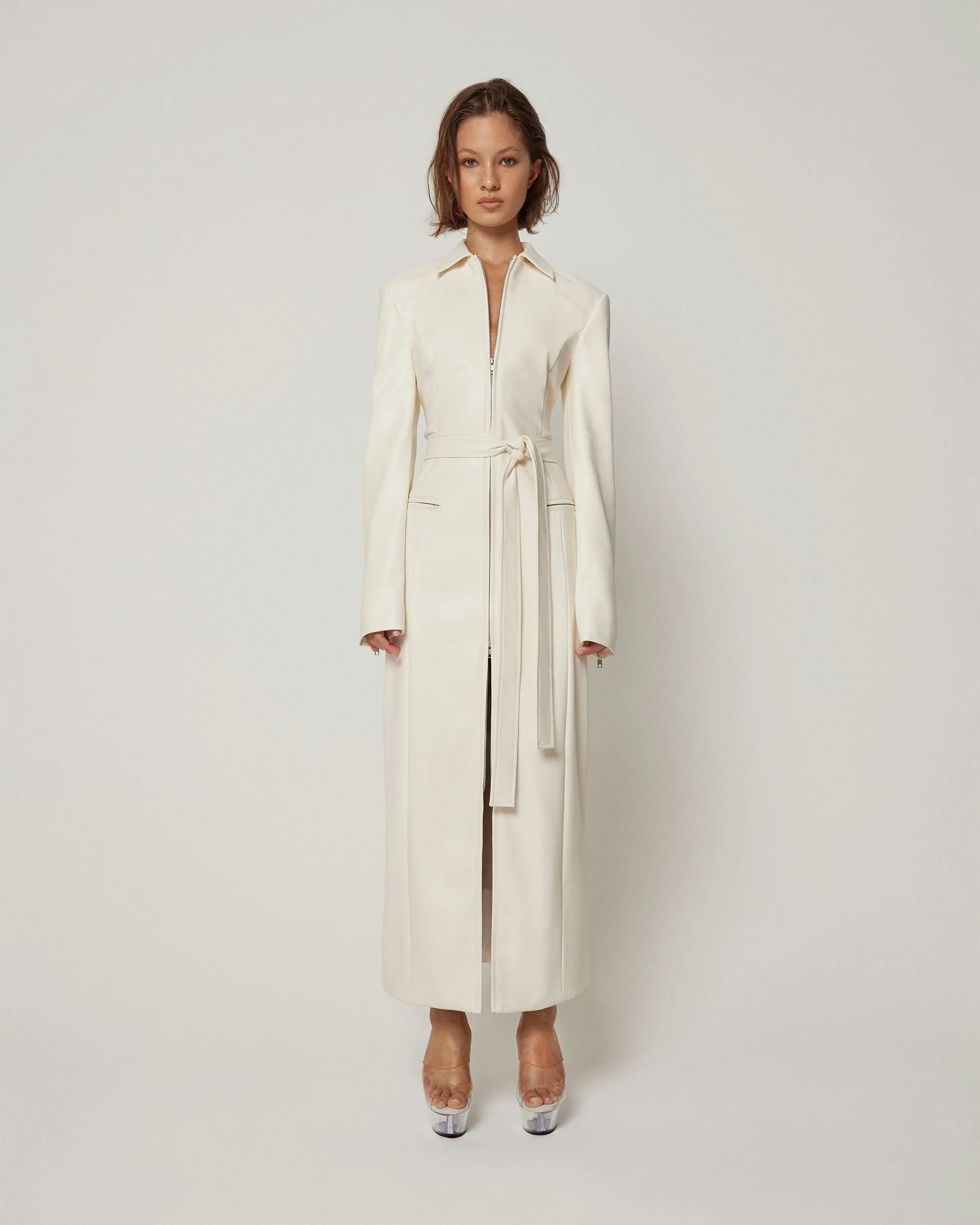 Faux Leather Collared Coat