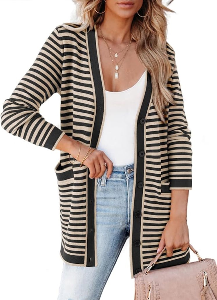 Dokotoo Striped Cardigan Sweater