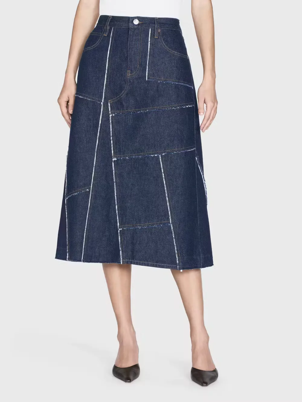 Trendy Streetstyle Cami Denim Dress with Patchwork