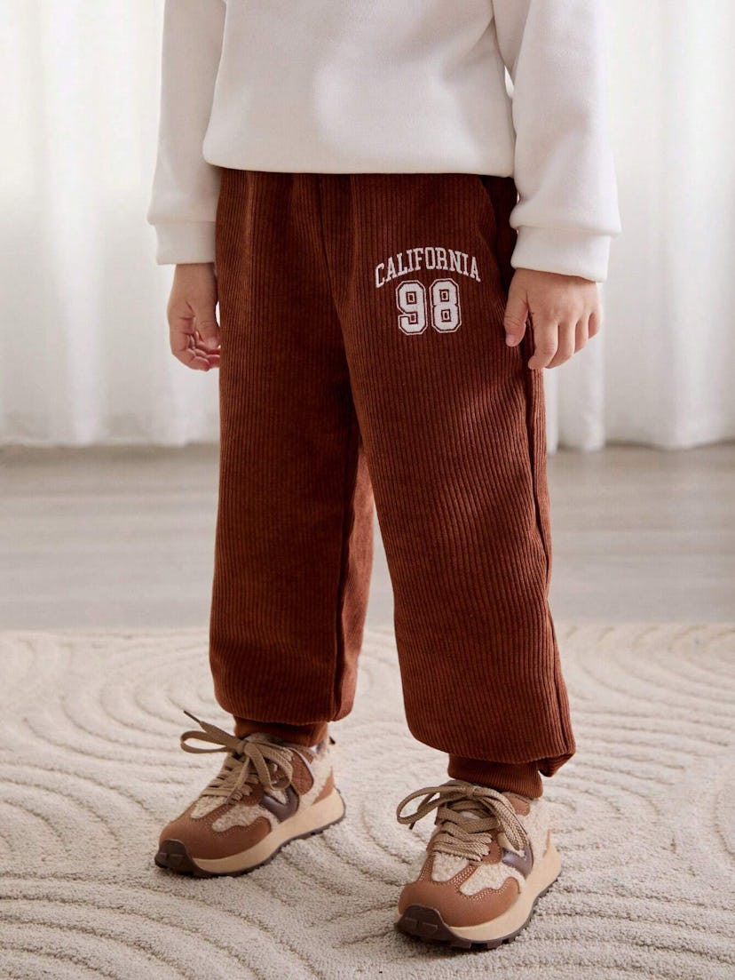 Young Boy Decorative Striped Waistband Elastic Waist Casual Pants