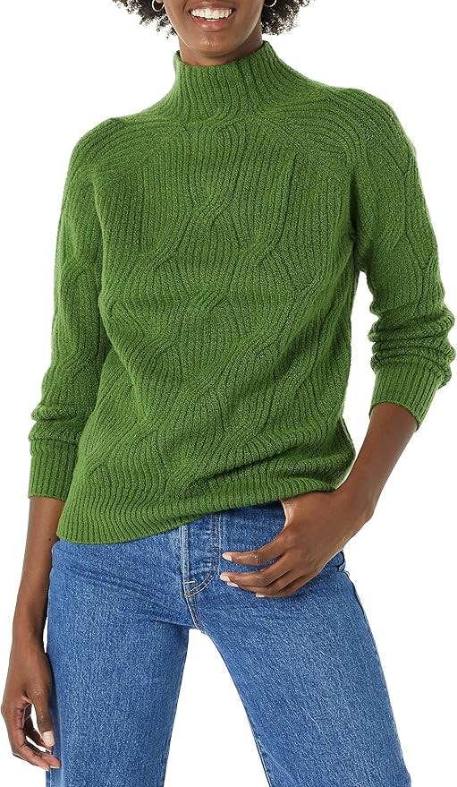 Amazon Essentials Funnel Neck Cable Sweater