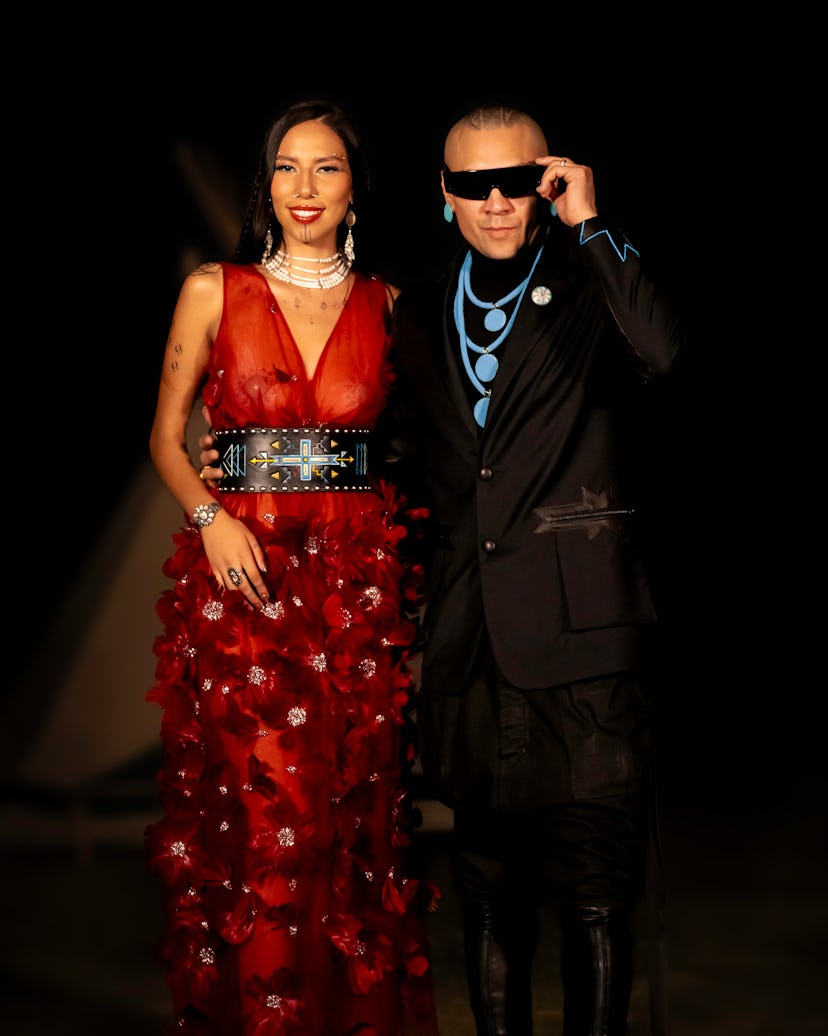 Quannah Chasinghorse and Taboo at the Indigenous Fashion Collective Gala