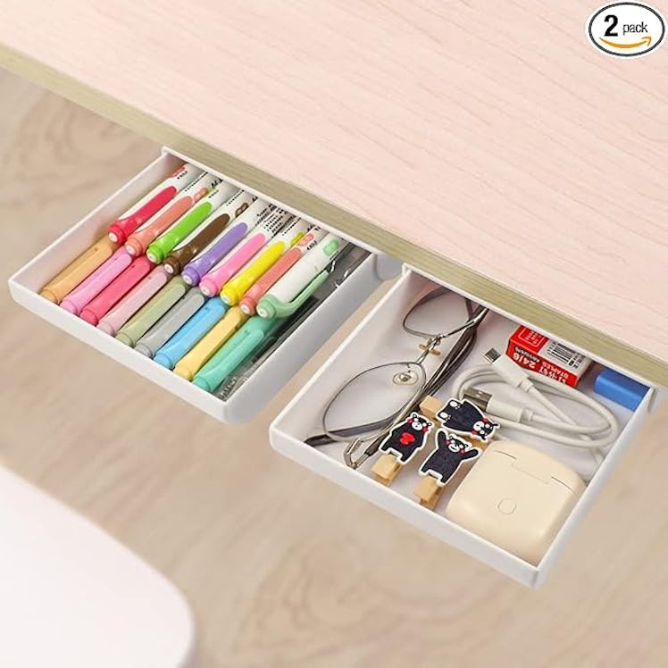 YOOUSOO Under Desk Drawer Organizers (2-Pack)