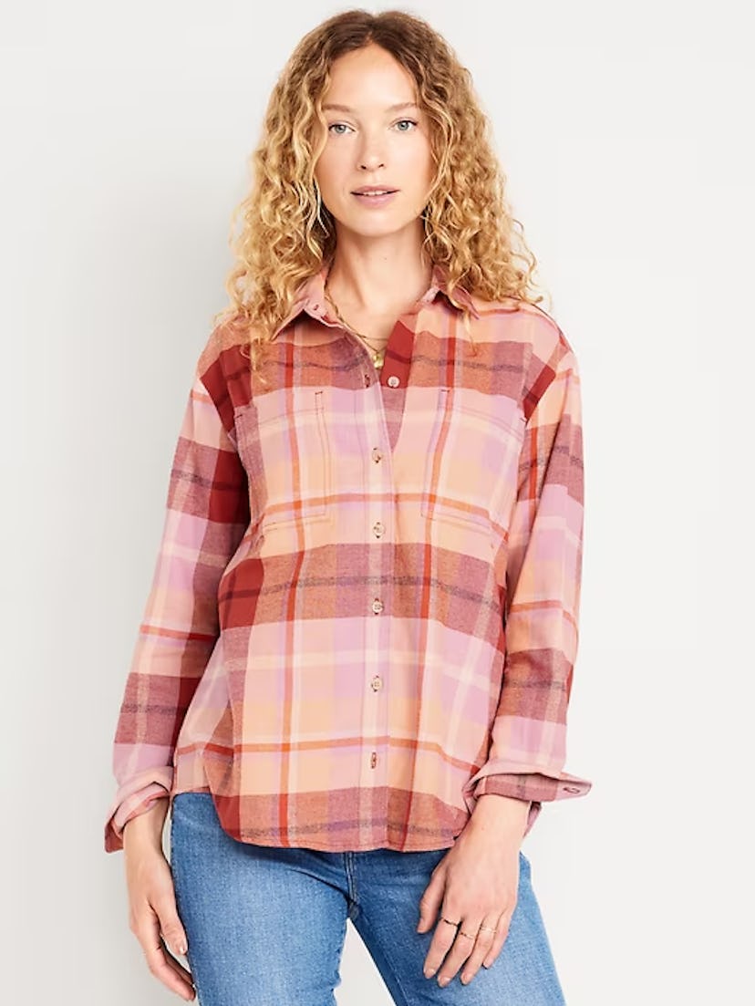 Flannel Boyfriend Button-Down Shirt